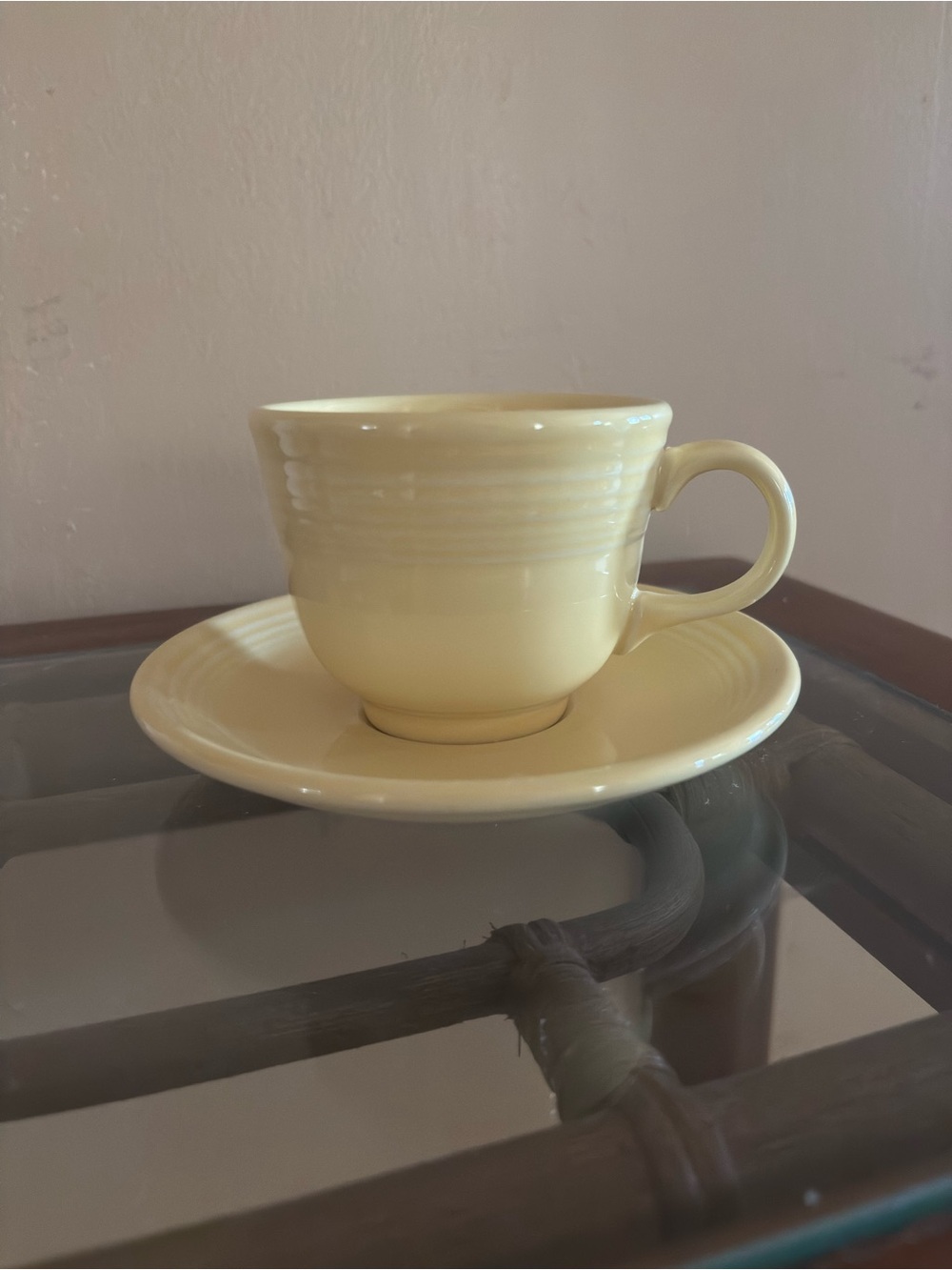 Vintage Fiestaware Soft Yellow Cup and Saucer